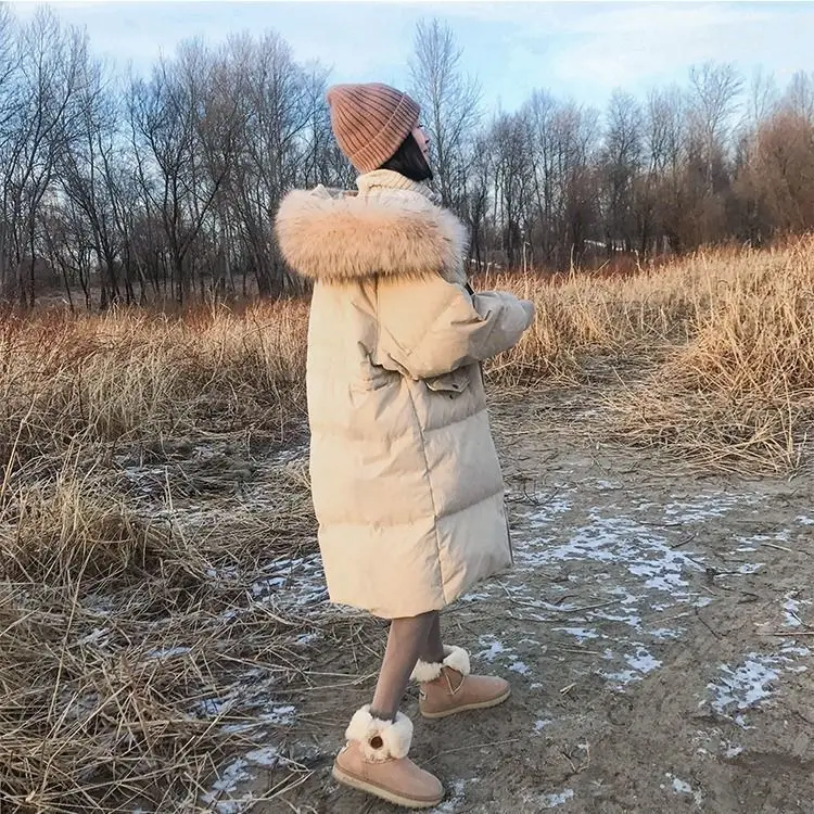 Осенние однотонные длинные пуховые пальто размера плюс, женские повседневные теплые корейские парки с капюшоном, верхняя одежда, женские свободные пальто