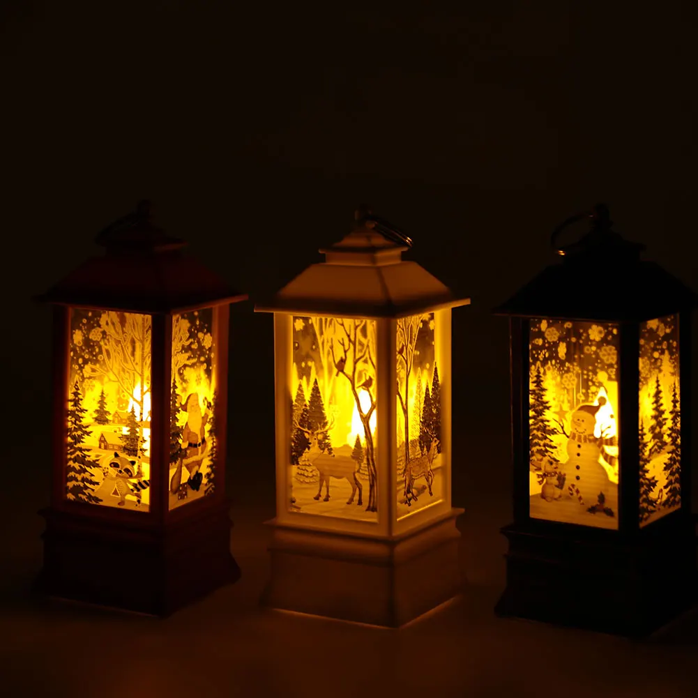 

Christmas Xmas Hanging Candle Light Street Lamp Beautiful Creative Candlestick Santa Claus Gift Flame Light Plastic Party