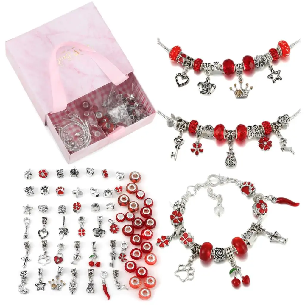 

Child Christmas Birthday Gift DIY Bracelet Set Jewelry Making Alloy Pendant Lobster Clasp Extension Chain Bracelet Set
