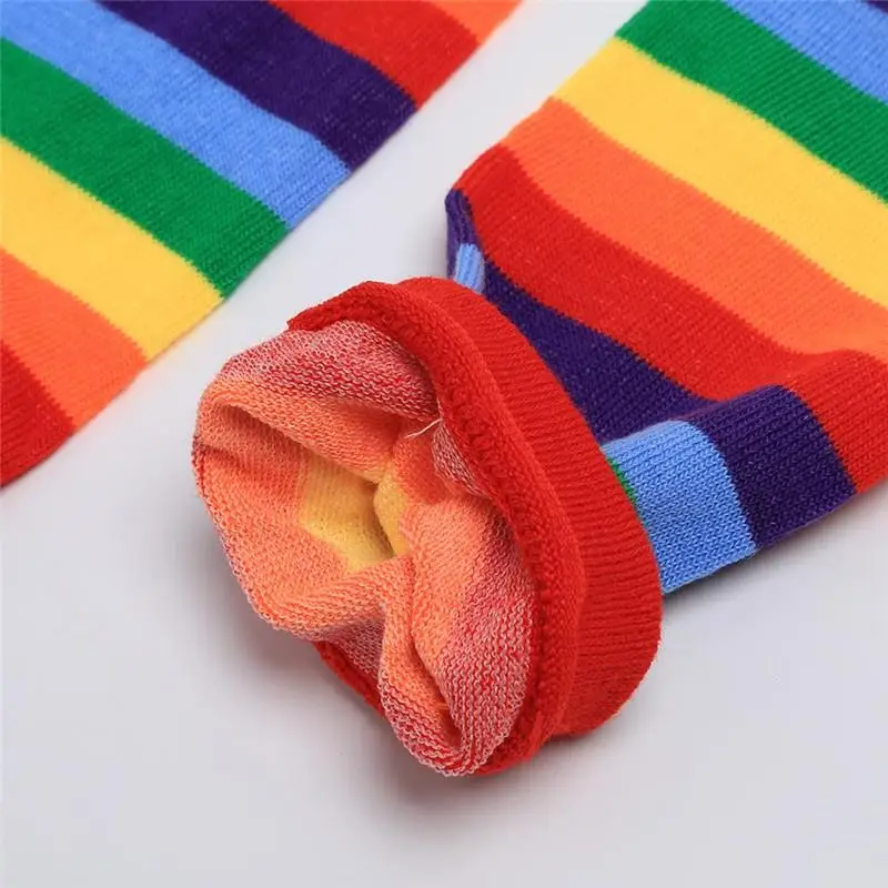 

Baby Toddler Kids Girl Winter Leg Warmer Cotton Sunny Rainbow Stripes Socks