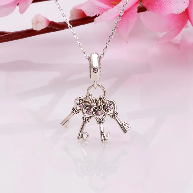 

Authentic 925 Sterling Silver Charm Product Creative Love Key Fashion Pendant Fit Pandora Women Bracelet & Necklace Diy Jewelry