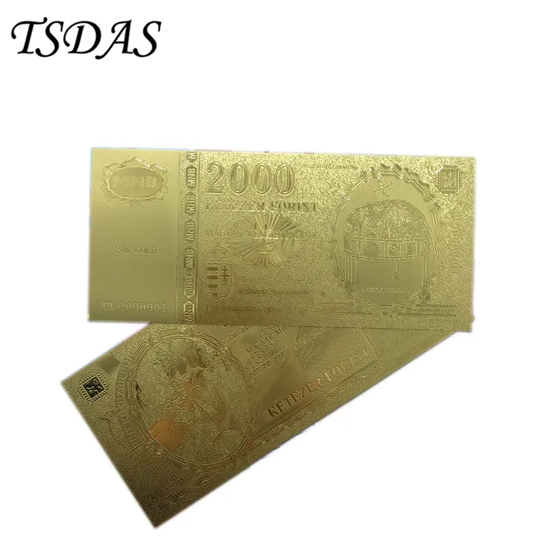 Венгрия Золотая банкнота новинка 2000 года шиньон покрытый золотой фольгой 99.9%