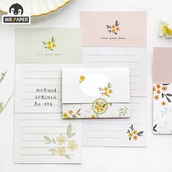 Mr.Paper Chinese Ancient Style Flowers Greeting Card Butter Paper Envelopes with Seal Stickers Wonderful Creative Gift Envelopes 2