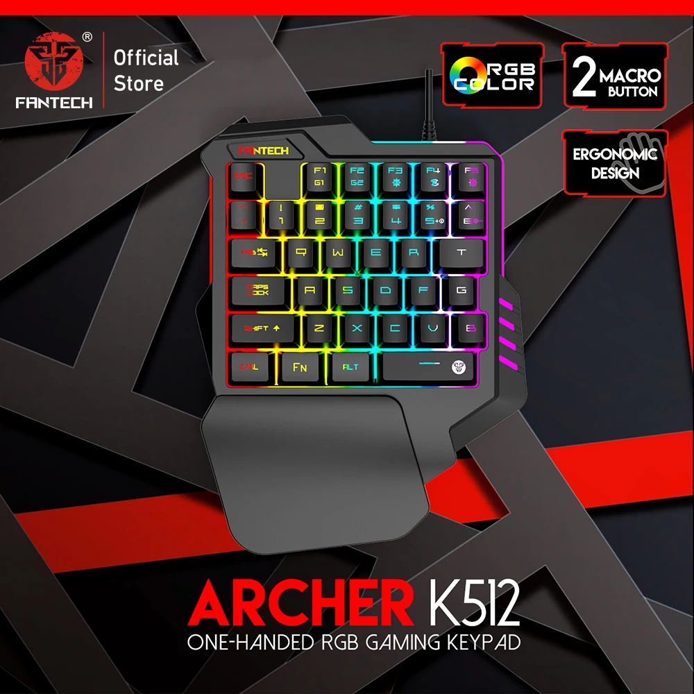

FANTECH K512 35 Keys 2 Macro Mini Keyboard LED High Sensitivity One-handed operation FPS Profession Gamer For PC Laptop
