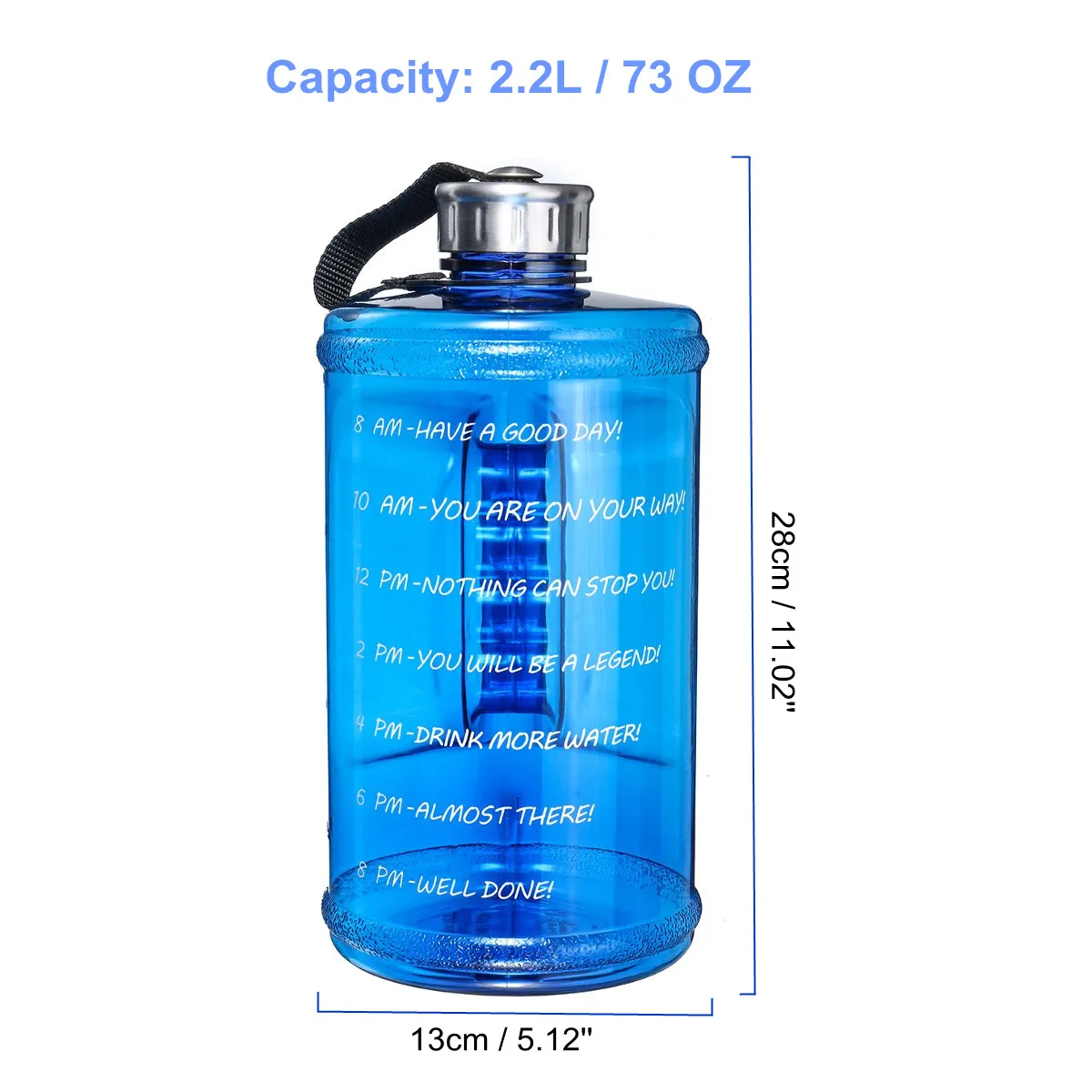 2.2L PETG Sports Water Bottle Plastic Outdoor Bicycle Bottle Sport Water Bottle GYM Large Capacity Portable Time Marker Bottle