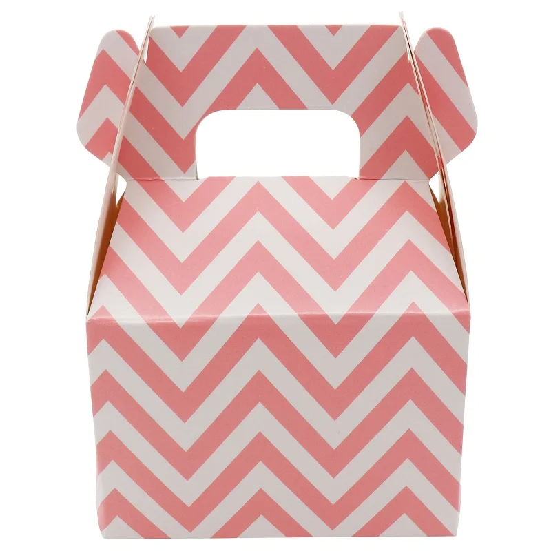 pink chevron 12 шт. бумажная коробка для конфет в горошек в полоску, подарочная упаковка для конфет, упаковка для шоколада, украшения для дня рождения, свадьбы - Цвет: pink chevron