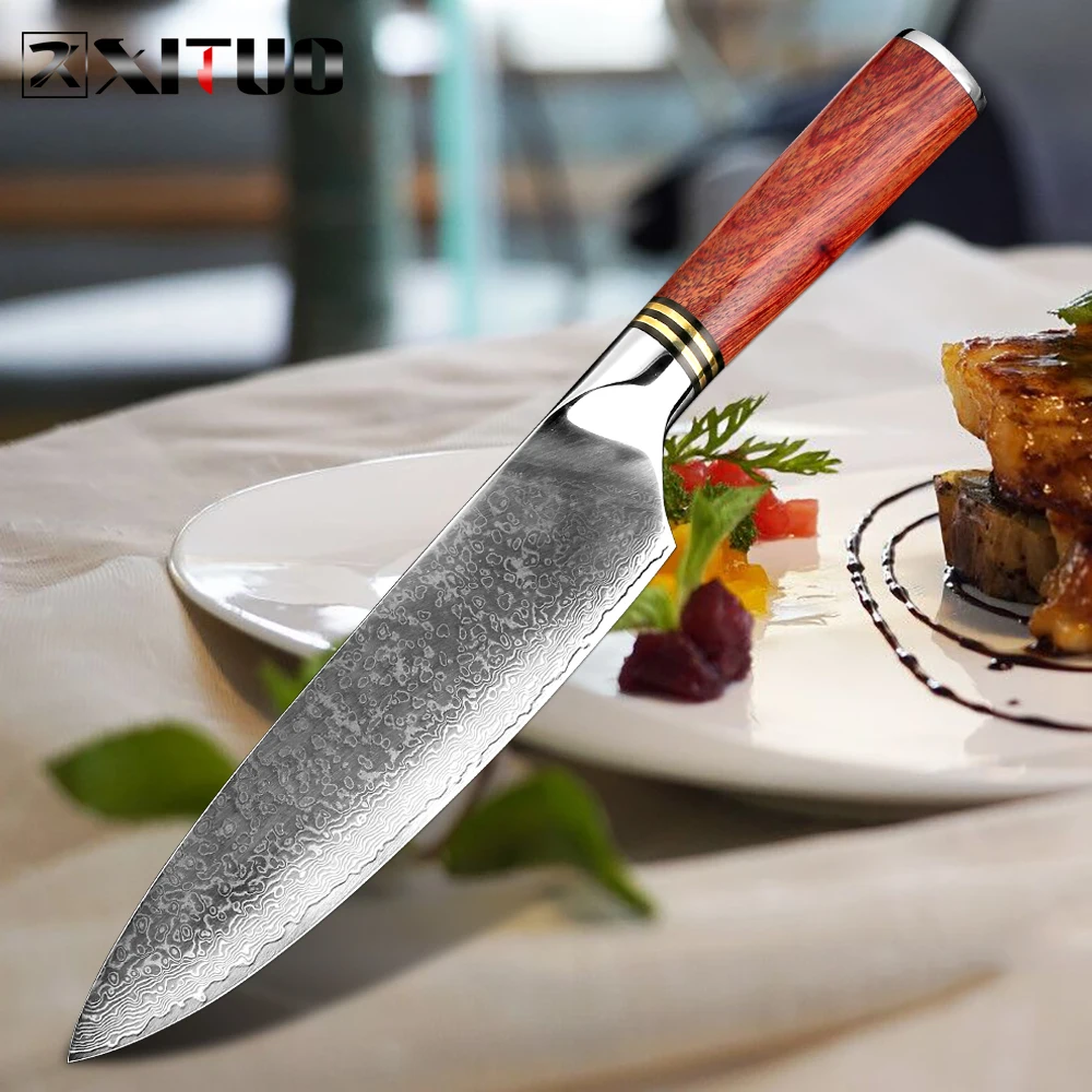 XITUO нож шеф повара 8 дюймов Дамасская сталь VG10 Kiritsuke Santoku ручной работы острый