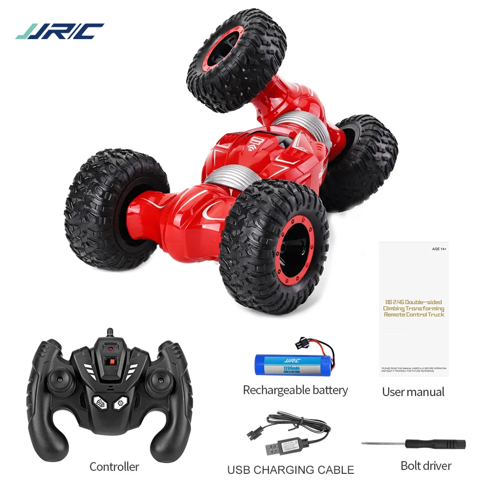 JJRC Q70 2 батареи 4 WD 2,4 GHz RC Гусеничный автомобиль Twister-двусторонний флип деформация скалолазание RC автомобиль RTR игрушка подарок для детей - Цвет: Red 1 battery