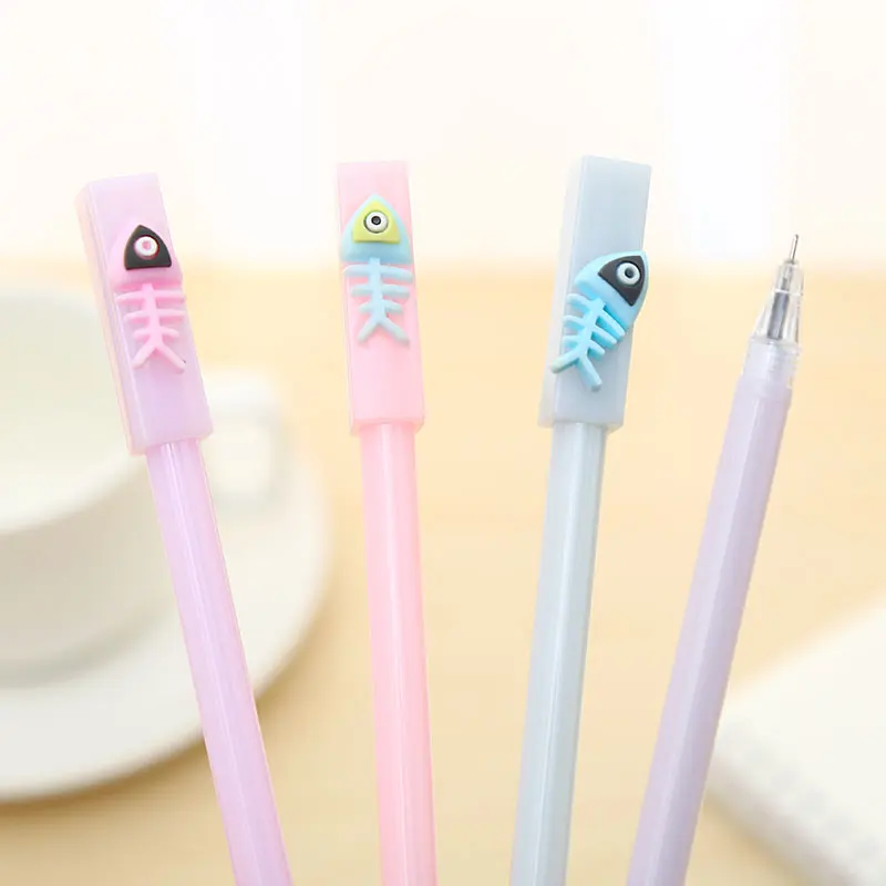 Creative Cartoon Fish Gel Pen Korean Cute Stationery Item Thing Kawaii School Material Accessory Kawai Office Funny Freebie Bts