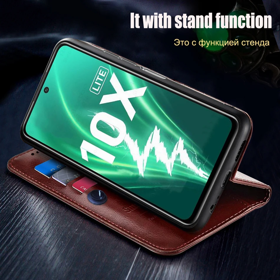 Book Flip Case For on HONOR 10X Lite case Huawei honor 10X lite DNN-LX9 Wallet Leather Case For honor 10x Light Phone Cover huawei silicone case