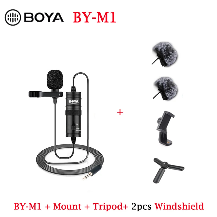 BOYA BY-M1 3,5 мм Аудио Видео Запись петличный нагрудный микрофон с зажимом для iPhone Android Mac Vlog микрофон для DSLR видеокамеры рекордер - Цвет: Bundle 5