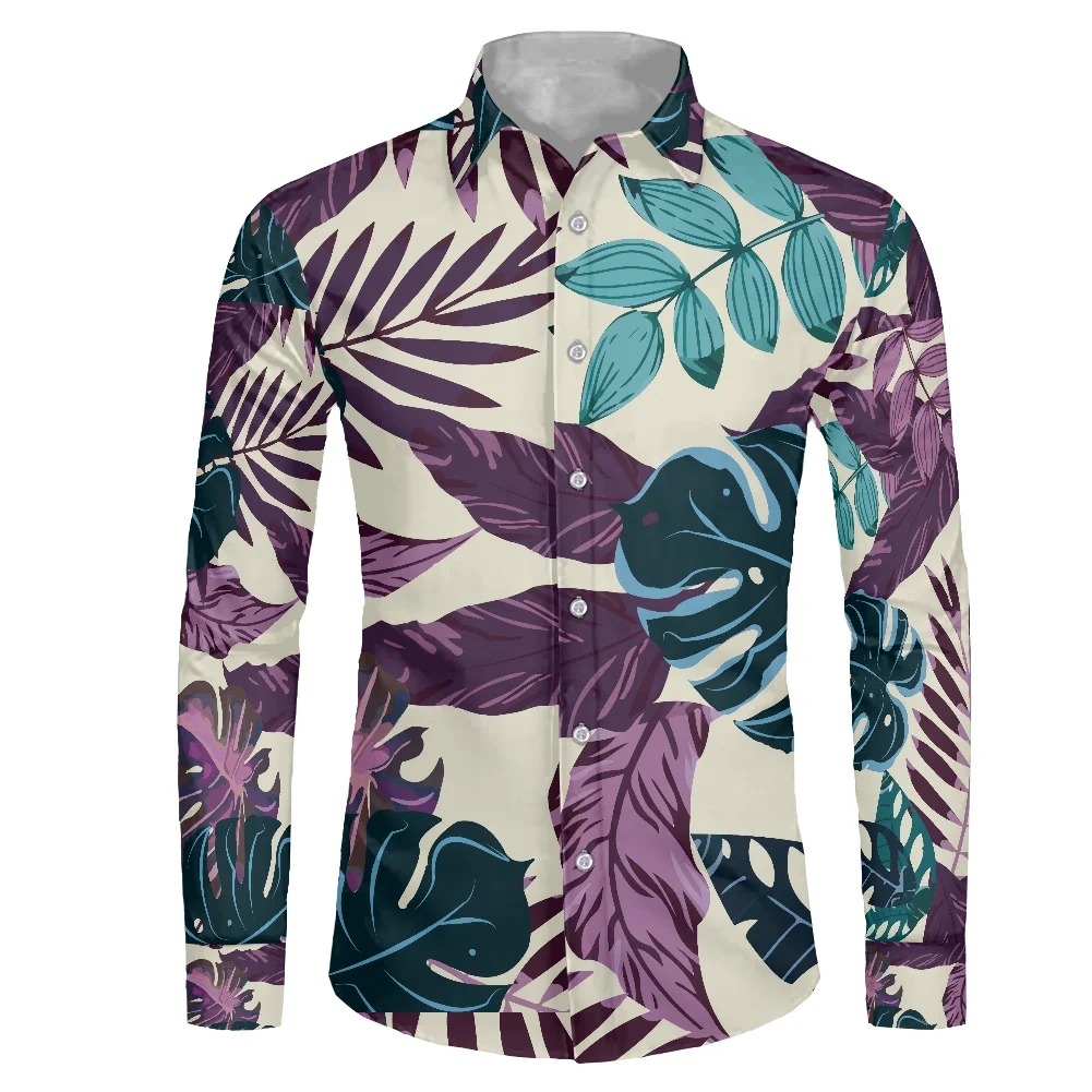 

HYCOOL Plus Size Hawaiian Long Sleeve Shirt Men Custom Logo/Image/Printing Mens Dress Shirts For Party Polyester Shirts For Men