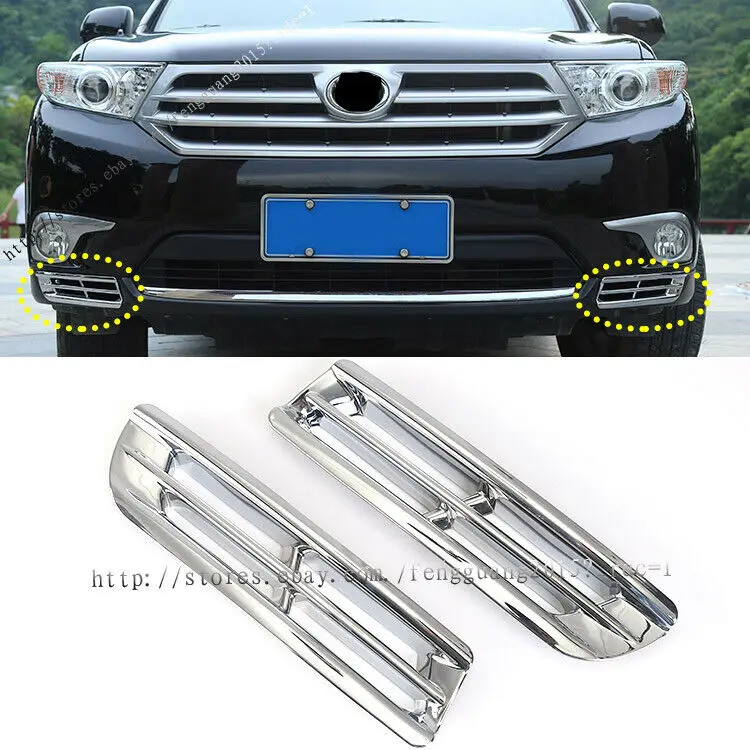 Для Toyota Highlander 2012 2013 хром Передняя Нижняя противотуманная фара крышка Накладка автомобильные аксессуары 2 шт