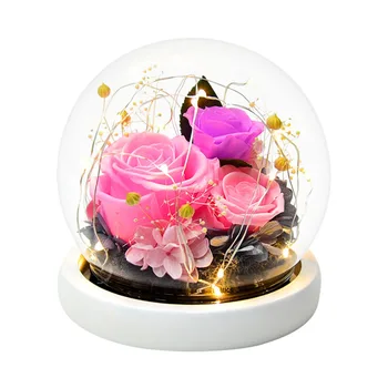 

1PC Immortal Flower Rose Glass Cover Gift Box Creative Gift (Assorted Style)