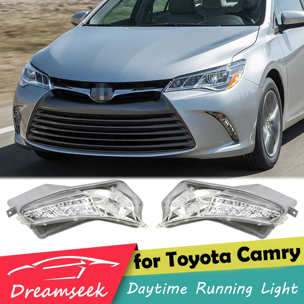LED DRL Fog Lamp Assembly for Toyota Camry XSE XLE 2015 2016 2017 Daytime Running Light with Turn Signal