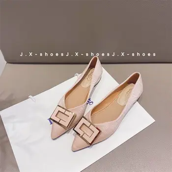 

Graceful Elegant Ladies Single Shoes Women's Shoes Chunky Heel Casual Shoes 2020 New Style Pointed Flat Shoes Women