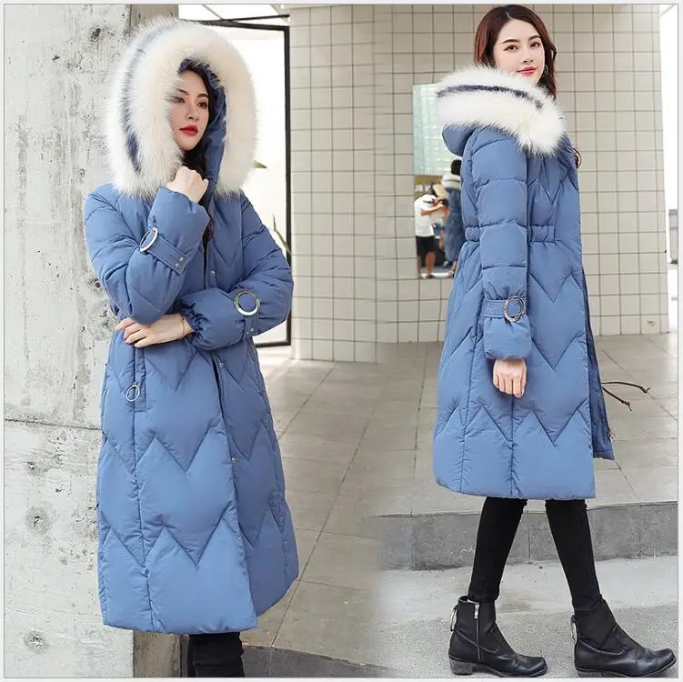 Женская парка зимнее пальто Женская длинная хлопковая верхняя одежда женская куртка размера плюс 3XL парка для женщин Jaqueta Feminina 405 - Цвет: Синий