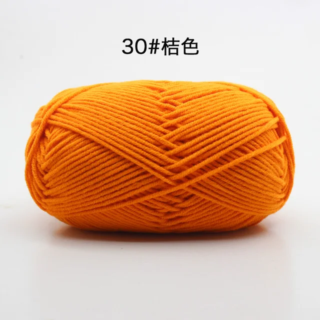 Hot Sale Multi Color Cotton Silk Knitting Yarn Soft Warm Baby Yarn for Hand Knitting thread Supplies 50g/lot No.30 Orange