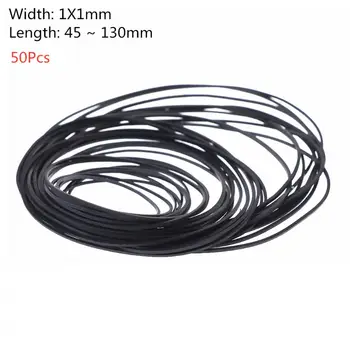 

50Pcs/bag 1mm Universal Mix Cassette Tape Machine Belts Assorted Common Flat Rubber Belt 45-130mm for Recorders Walkman DVD