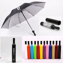 Baru Wanita Kreatif Botol Anggur Payung Lipat 3 Berjemur-Hujan UV Mini Payung untuk Wanita Pria Jas Hujan payung Dijual(China)