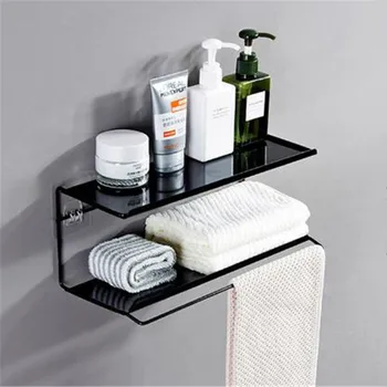 

Towel Rack Bathroom Organizer And Storage Iron Double Layers Shower Shampoo Holder