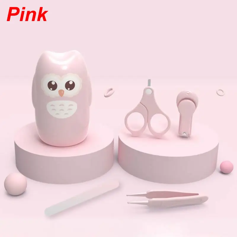 Pink 4 в 1 детский набор для ухода за ногтями с милый чехол для новорожденных Детский Набор для маникюра и педикюра P31B - Цвет: Pink