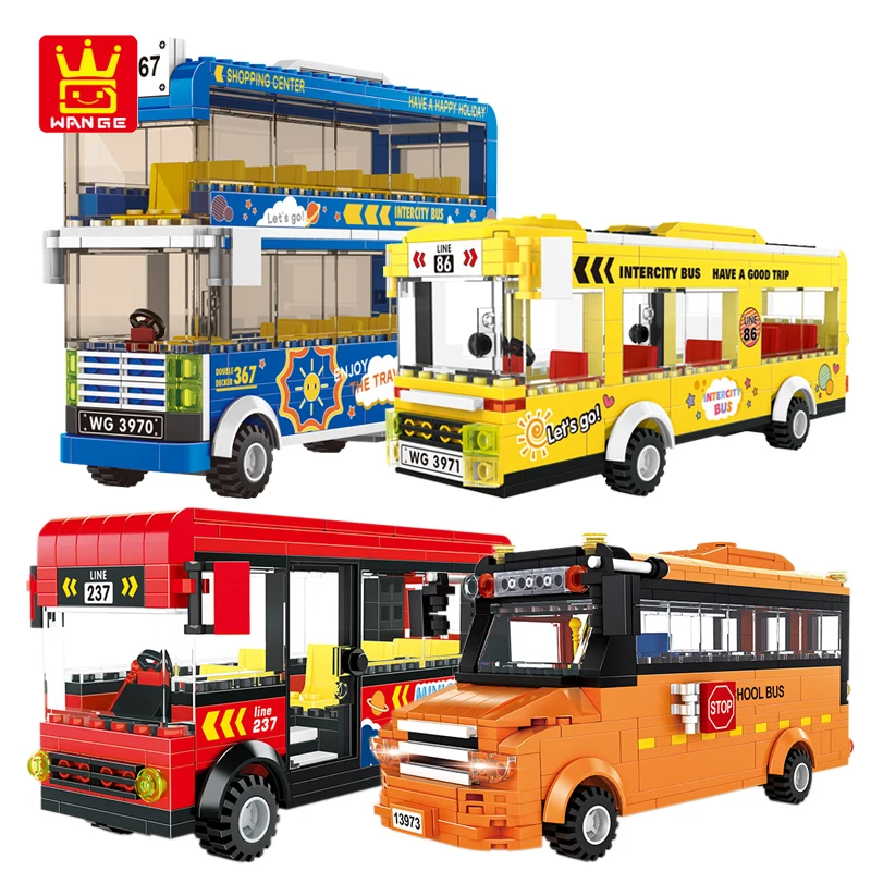 

WANGE City Traffic Series Intercity Bus Building Blocks Double-decker Bus School Vehicle Minibus DIY Assemble Bricks Toys Gifts