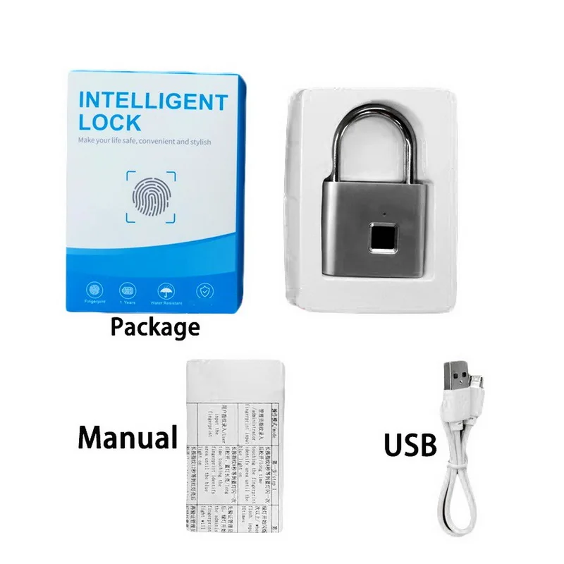 Умный Замок с USB перезаряжаемым замком безопасности без ключа IP65 Водонепроницаемый замок безопасности без ключа для путешествий багаж рюкзак для дома и офиса