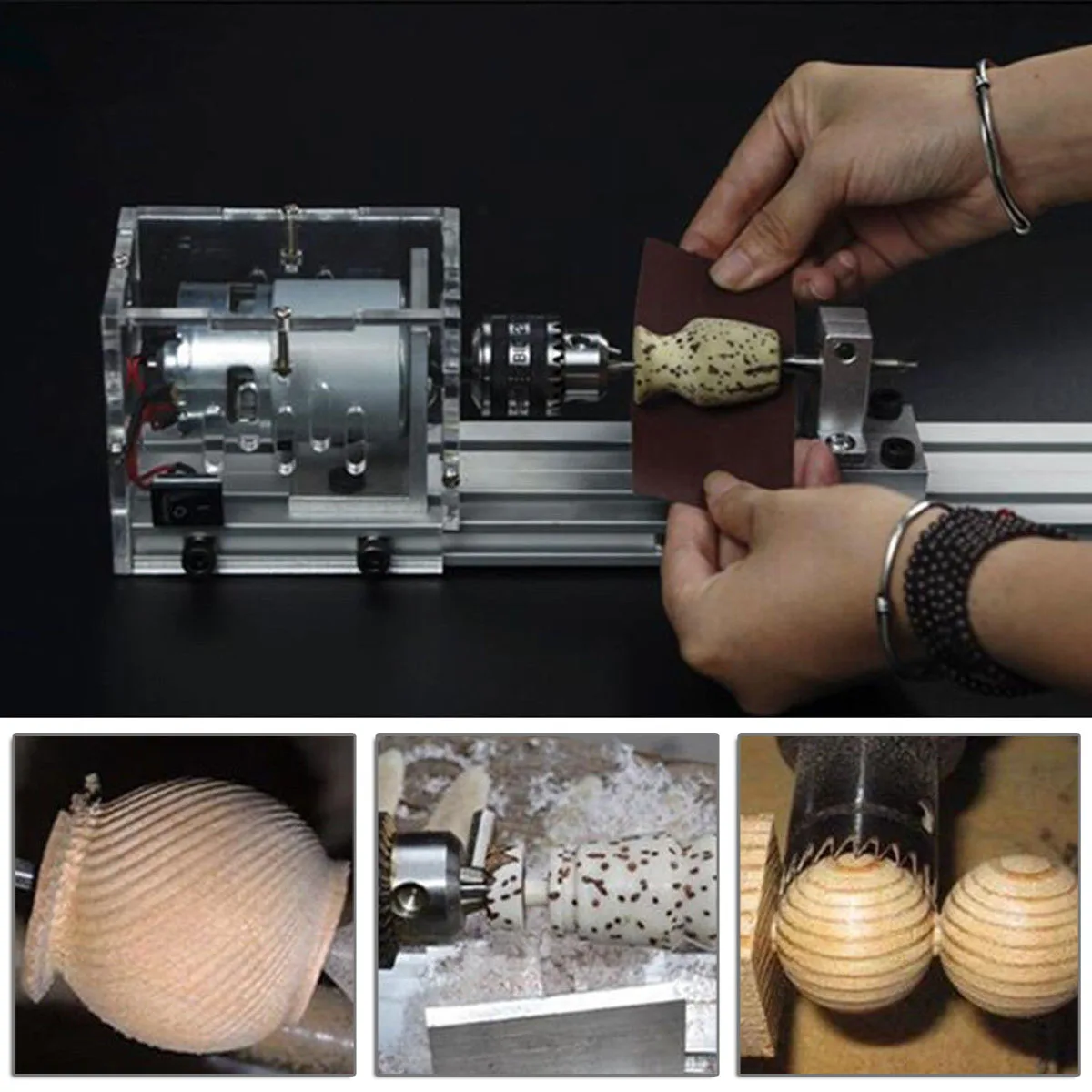 

7-level Adjustable Lathe DIY Beads Milling Grinding Polishing Machine Tools Set