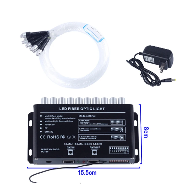 Волоконно-оптические огни RGBW 50 Вт DMX512 поддерживается мерцание комплект потолок Метеор звездное небо эффект 400 до 835 стенды 4-5 м оптический кабель
