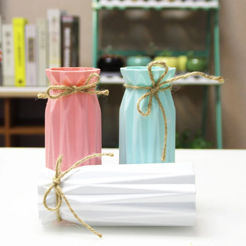 Origami Plastic Flower Vase Imitation Ceramic Nordic Flower Pot Flower Basket nordic vases for flowers Home Decoration Origami Plastic Flower Vase Imitation Ceramic Nordic Flower Pot Flower Basket nordic vases for flowers Home Decoration