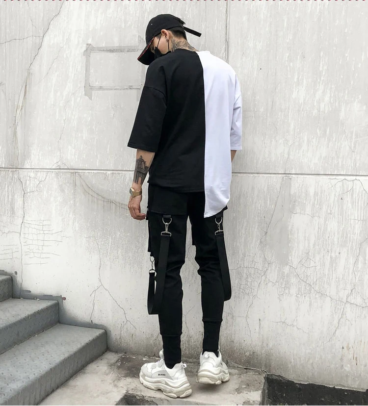 Streetwear Harajuku Pants Multi Pocket Slim Elasticity Harem Jogger Pants Ribbon Cargo Tootsies Singer Costume