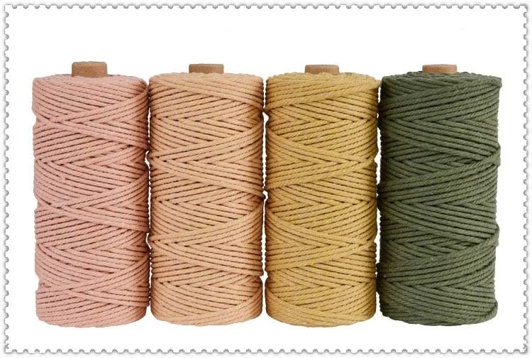 Twisted Macrame String, 100% Algodão Corda, Colorido