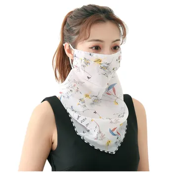 

Chiffon Face Mask Women Mascarillas Sun Protection Scarves Neck Cover Solid Print Foulard Femme Riding Mouth Scarf Ring Bandana