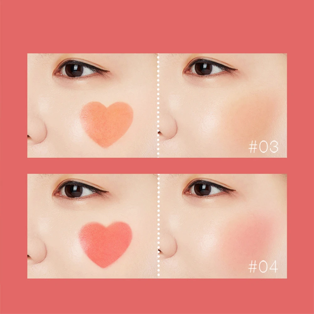 O.TWO.O Air Cushion Blusher Folding Heart Shape Shimmer Blush Rouge 4 Colors Easy To Wear Natural Face Makeup Blush TSLM1