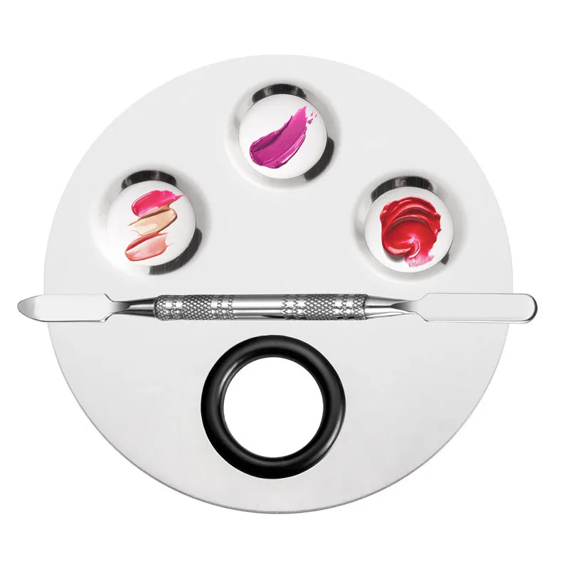 Круглая палитра для смешивания цветов из нержавеющей стали теней век шпатель