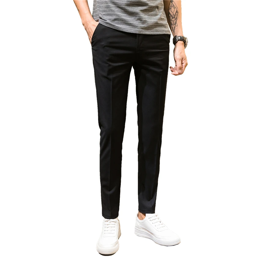 Чистого цвета мужские брюки для официального костюма Slim Fit Для мужчин Бизнес брюки Размеры 28, 29, 30, 31, 32, 33, 34, 36, Молодежные Для мужчин рабочие брюки
