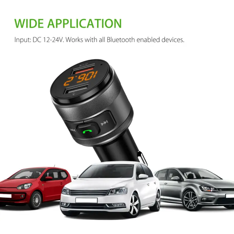 Аудио Bluetooth 4,2 автомобильный беспроводной адаптер громкой связи 87,5-108,0 МГц fm-передатчик