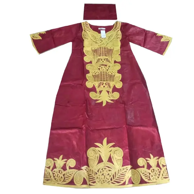 MD African Dresses For Women Traditional Dashiki Embroidery Maxi Dress Bazin Riche Ankara Robe Turban Women's Clothing 2021 Red