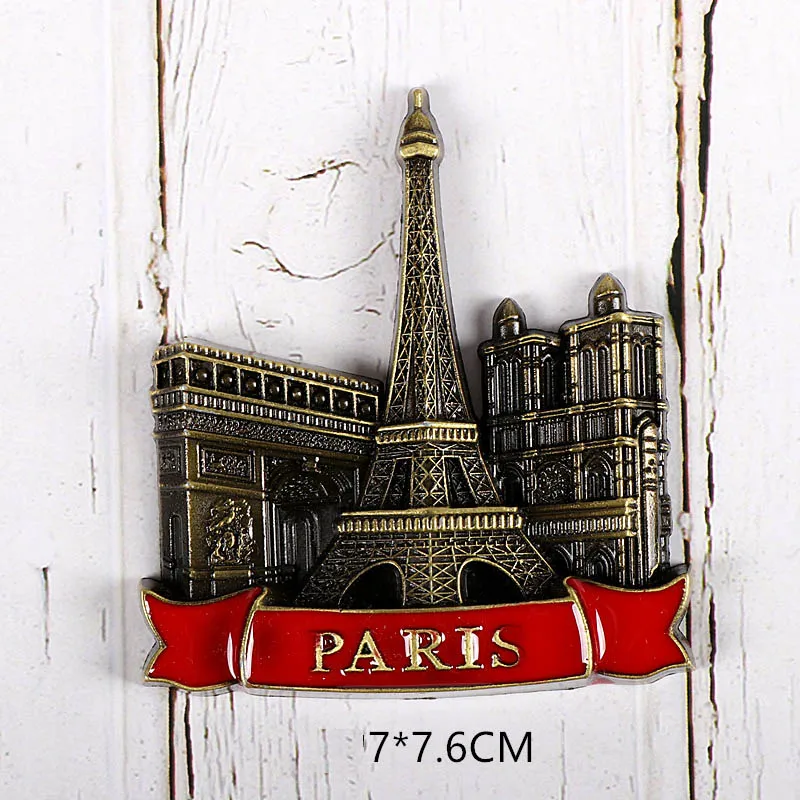 paris5 Металлический холодильник, украшенный французским Парижским пейзажем, Эйфелевой башней, пирамидой, статуэткой Оскара, памятный подарок для мирового туризма - Цвет: paris5