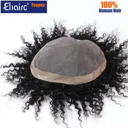 Curly Toupee For Men Durable Mono Curly Hair System Unit for Black Men Male Hair Prosthesis Wigs For Men 6