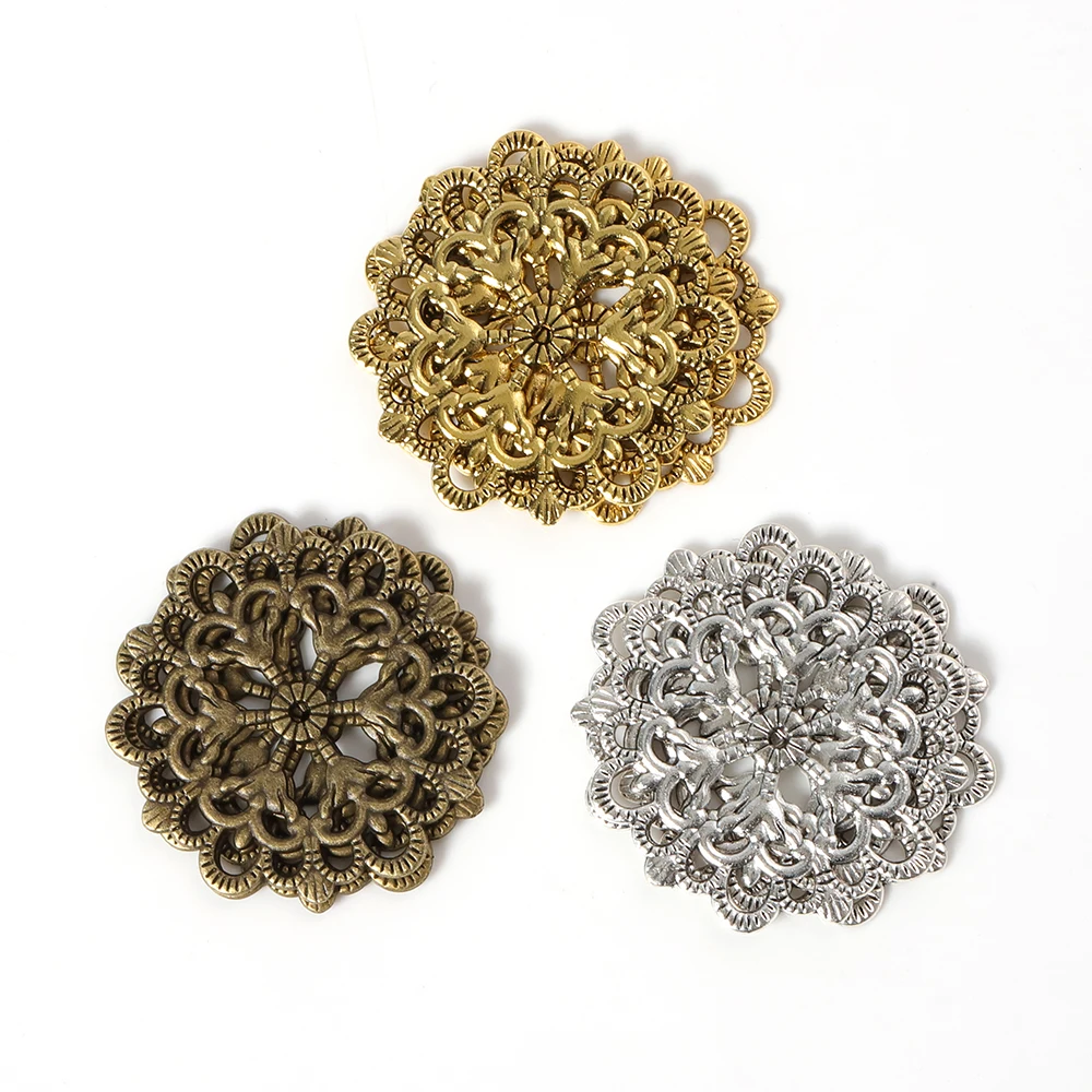 

20pcs Gold 29mm Metal Filigree Flower Wraps Charms Connectors Slice Base Settings Components For DIY Jewelry Making Findings