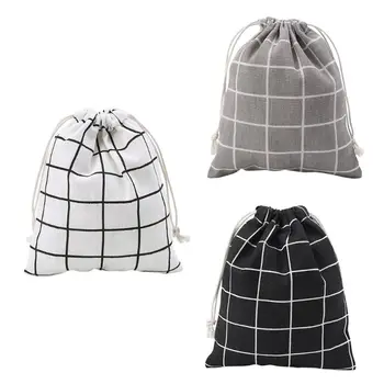 

Travel Cosmetic Bag Plaid Printing Women Makeup Case Cosmetics Drawstring Pouch Fashion Storage Toiletry Bags