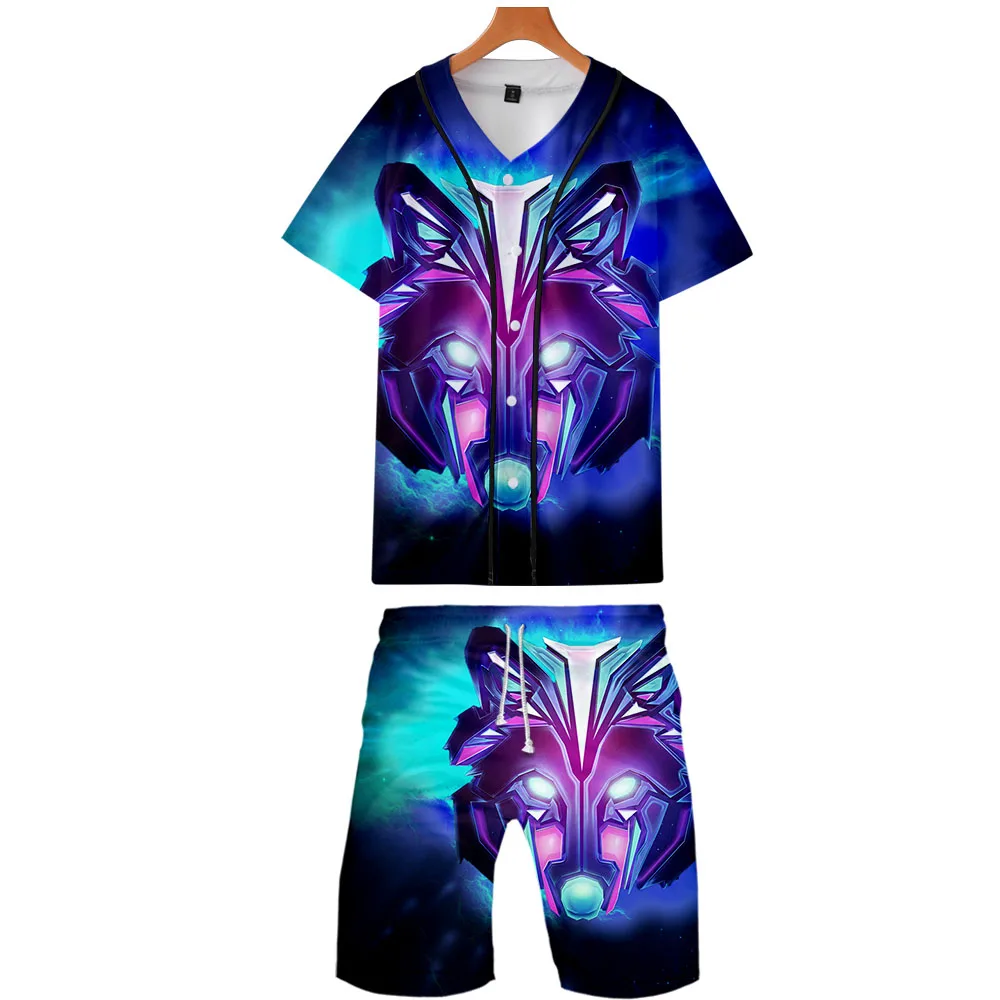 Galaxy wolf, комплект из двух предметов, куртки и шорты, Kpop, модная новинка, крутой принт, Galaxy wolf, бейсбольная куртка, набор для мужчин, уличная одежда