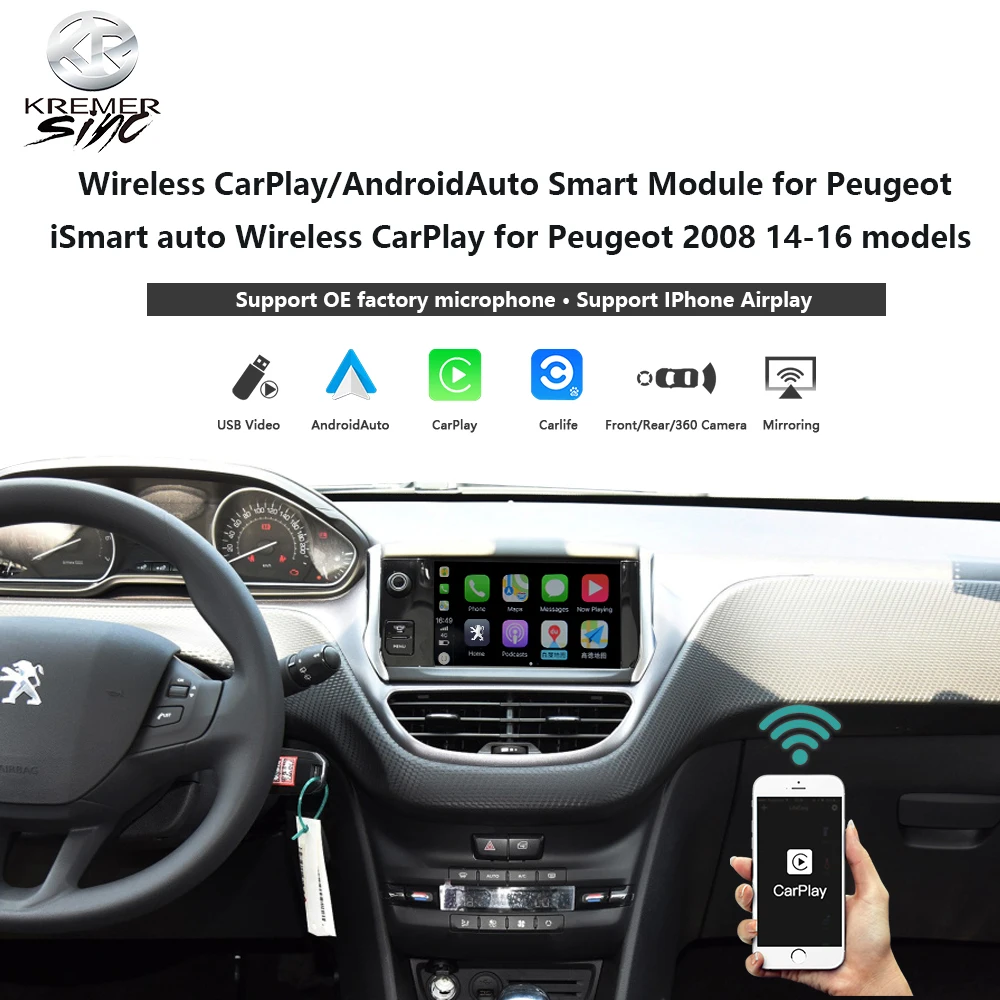 Wireless Androidauto Retrofit Box For Peugeot Wireless Carplay Smart Module For Peugeot 208 2008 14 16 Model Mirroring Link Keyless Start System Aliexpress
