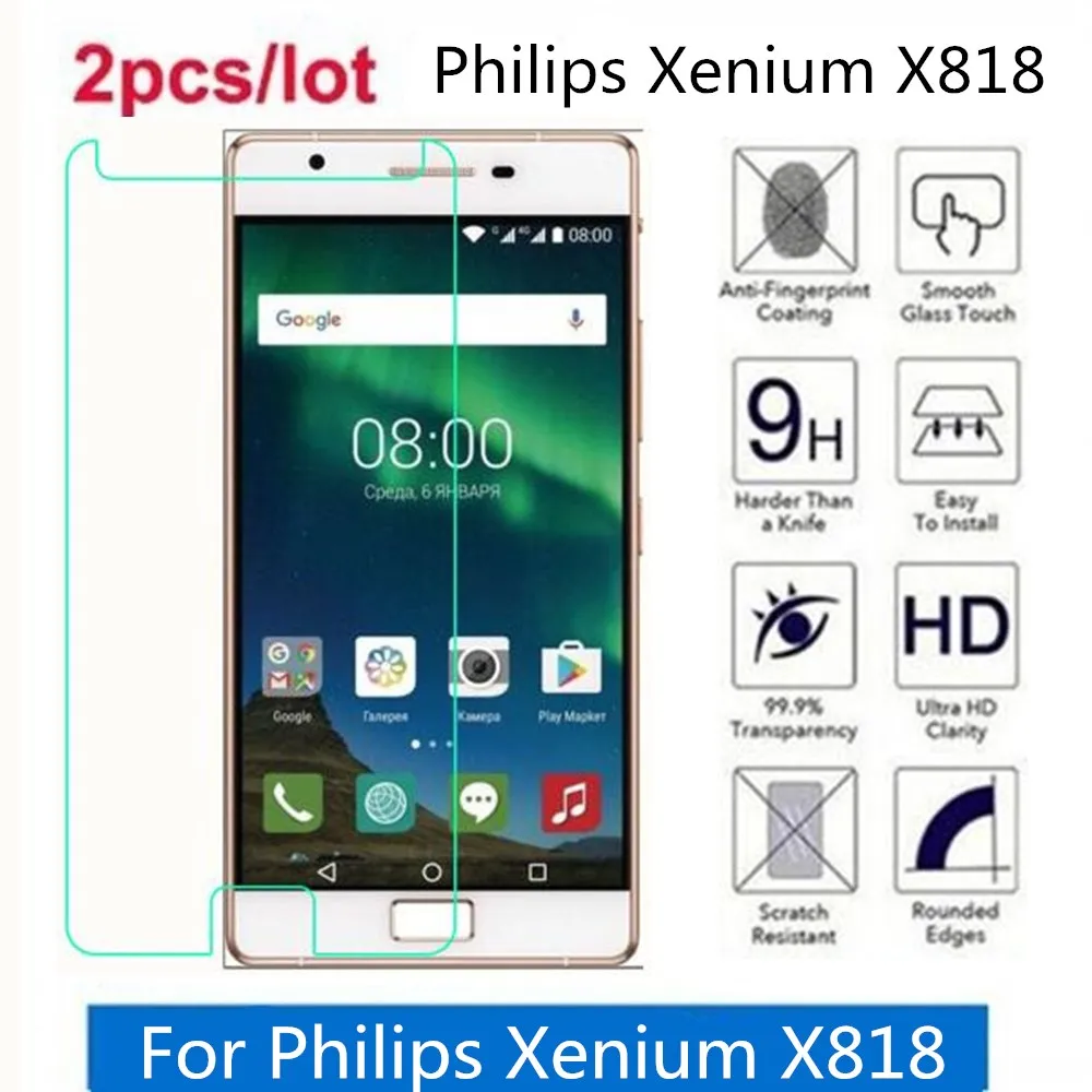 

Tempered Glass For Philips Xenium X818 2.5D Premium Screen Protector Film On Philips Xenium X818 Protective Film Glass