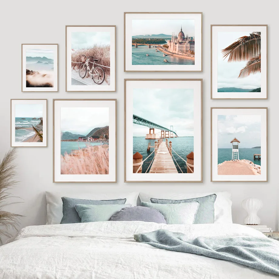 Hungary Budapest Bridge Reed Bike Sea Nordic Wall Art Canvas Painting Posters And Prints Pictures For Living Room Interior Decor