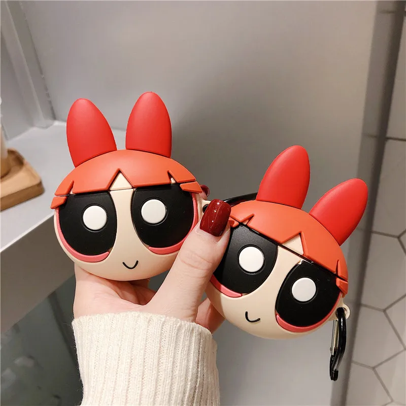 Симпатичные цветы Powerpuff девушки полицейские INS корпусы гарнитурные для Apple Airpods 1/2 силиконовые защитные наушники крышка аксессуары