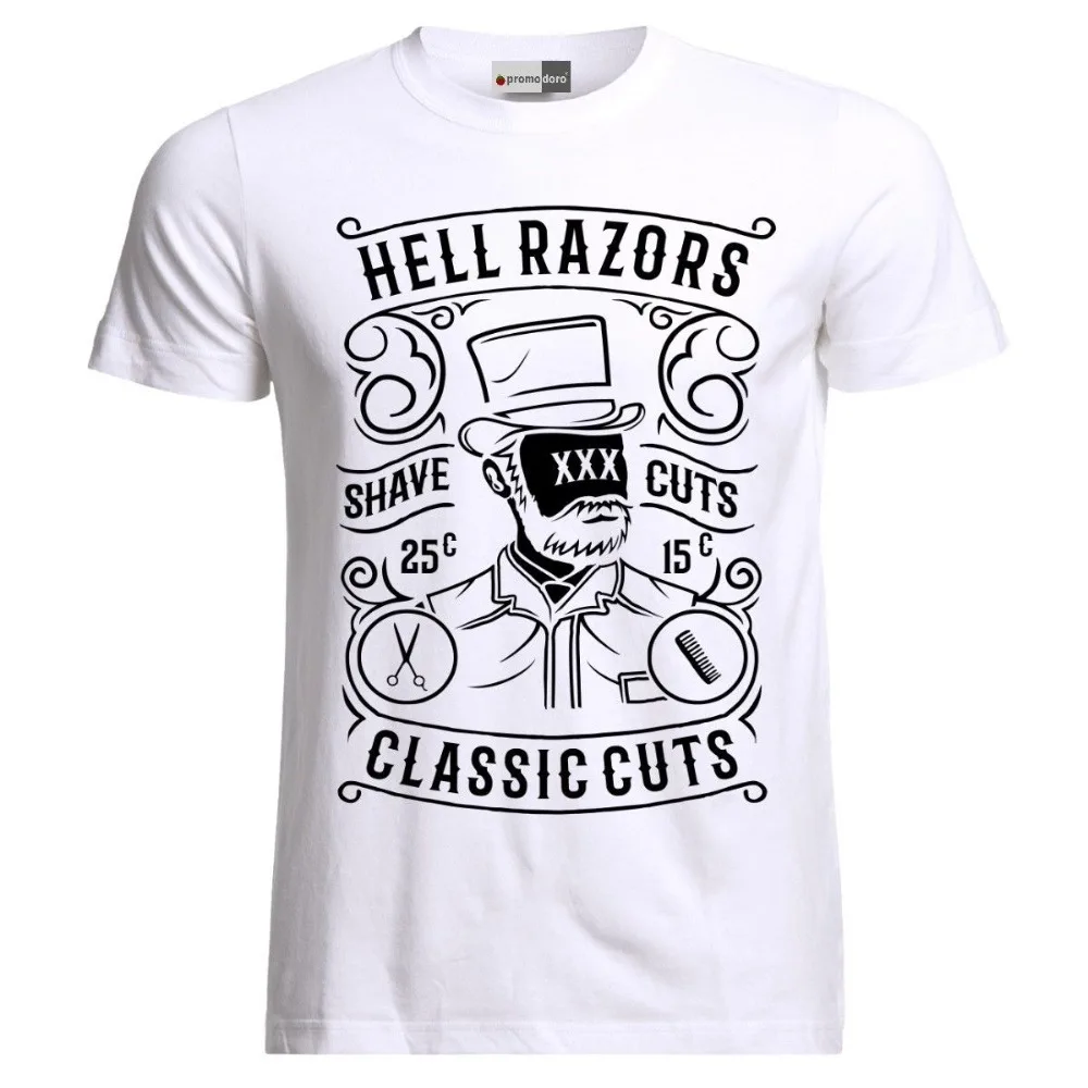 Винтажные Hell razors Парикмахерская стилист борода смешная футболка 2019 Модные