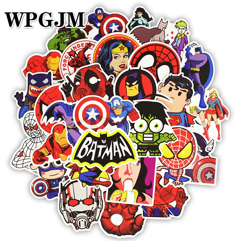 

50 PcsMarvel Sticker Mixed Cartoon Toy Stickers for Car Styling Bike Motorcycle Phone Laptop Travel Luggage Cool Sticker